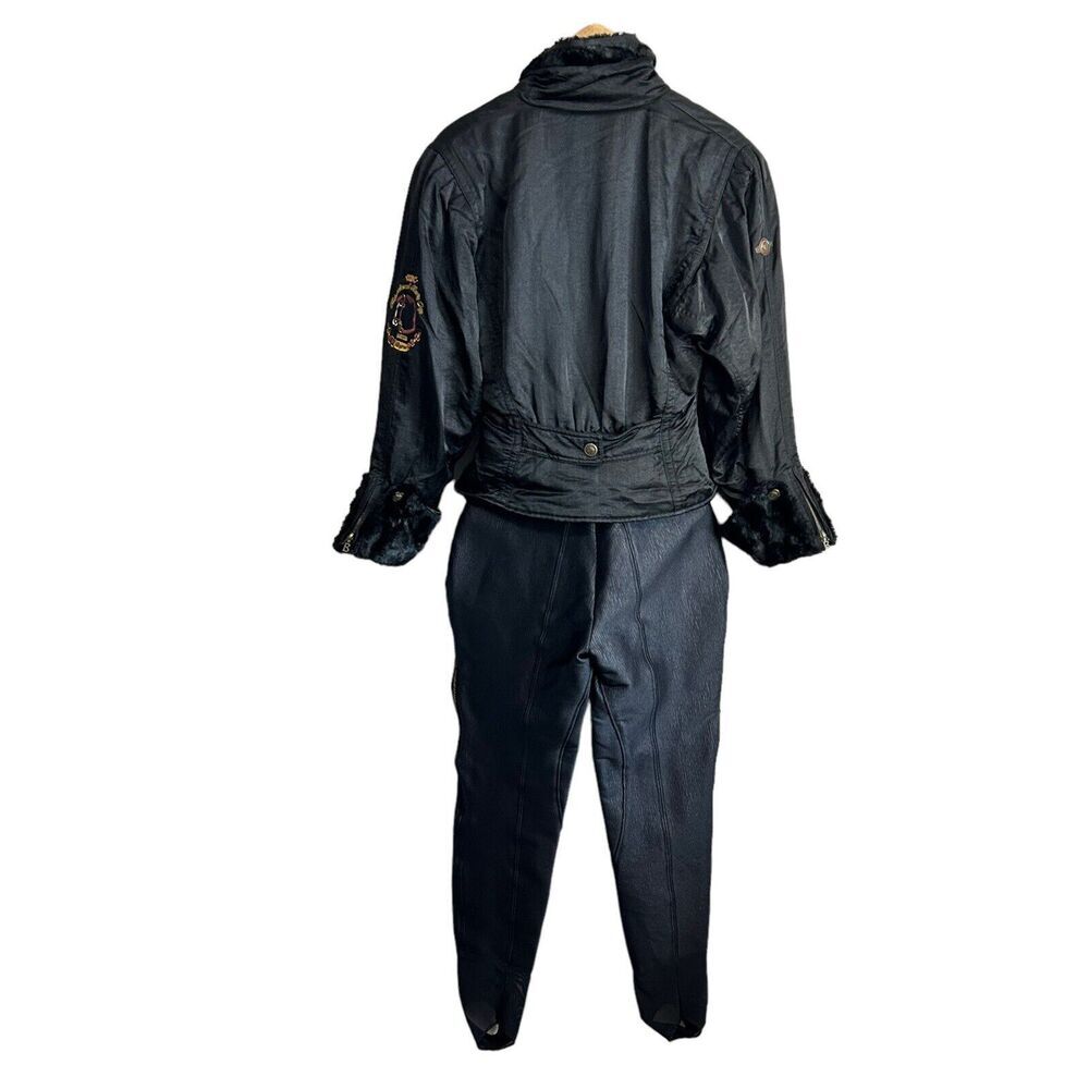 Bogner Black snow suit 2 piece set Jacket and pants womens 8 Faux Fur Equestrian - Picture 3 of 16